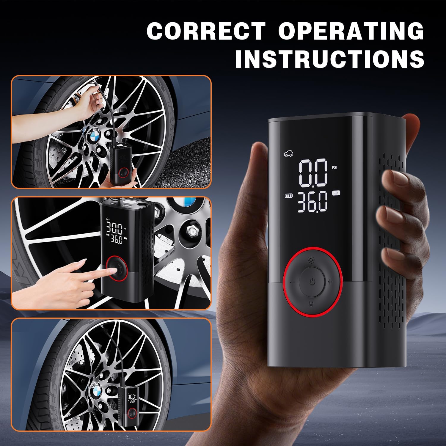Portable Tire Inflator – Wireless Air Compressor for Cars & Bikes